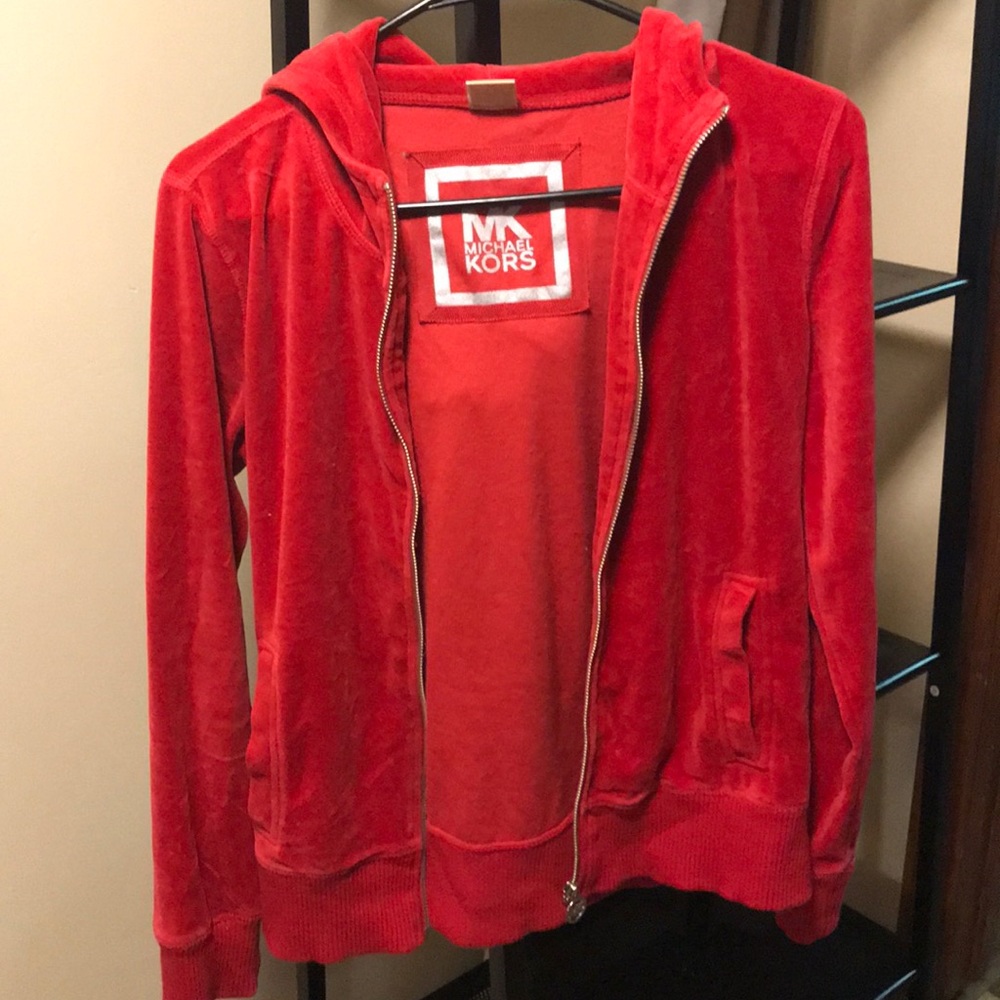 Red velour Michael Kors zip-up